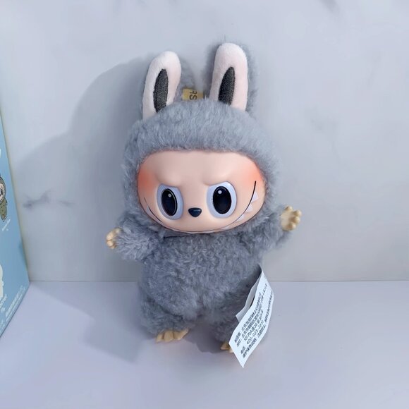 Cute Gray Monster Plush Keychain for Kids - Picture 3 of 7